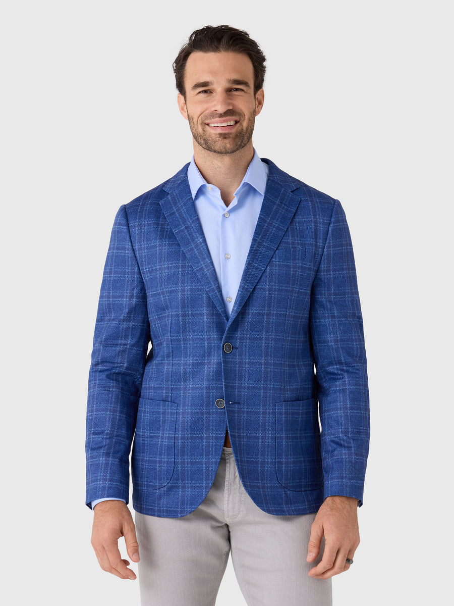 Johnnie-O Men's Donington Plaid Printed Knit Stretch Sport Coat - Saint Bernard
