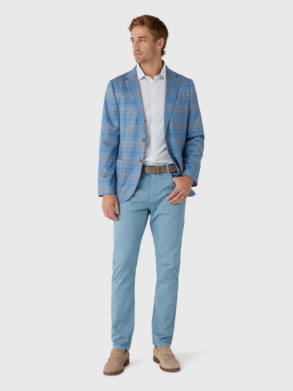 Johnnie-O Men's Santa Anita Plaid Printed Knit Stretch Sport Coat - Saint Bernard