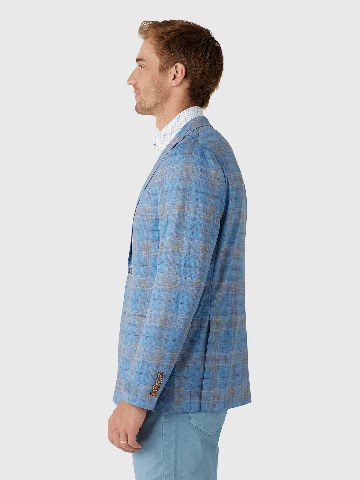 Johnnie-O Men's Santa Anita Plaid Printed Knit Stretch Sport Coat - Saint Bernard