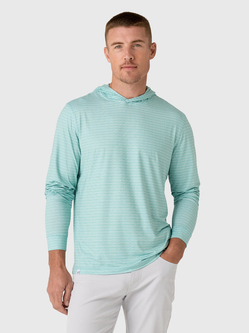 Johnnie-O Men's Talon Stripe Featherweight Performance Hoodie - Saint Bernard