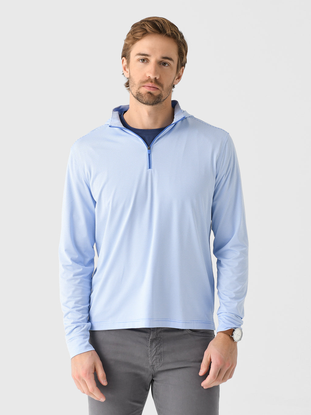 Johnnie-O Men's Hybrid Performance Quarter-Zip Hoodie - Saint Bernard