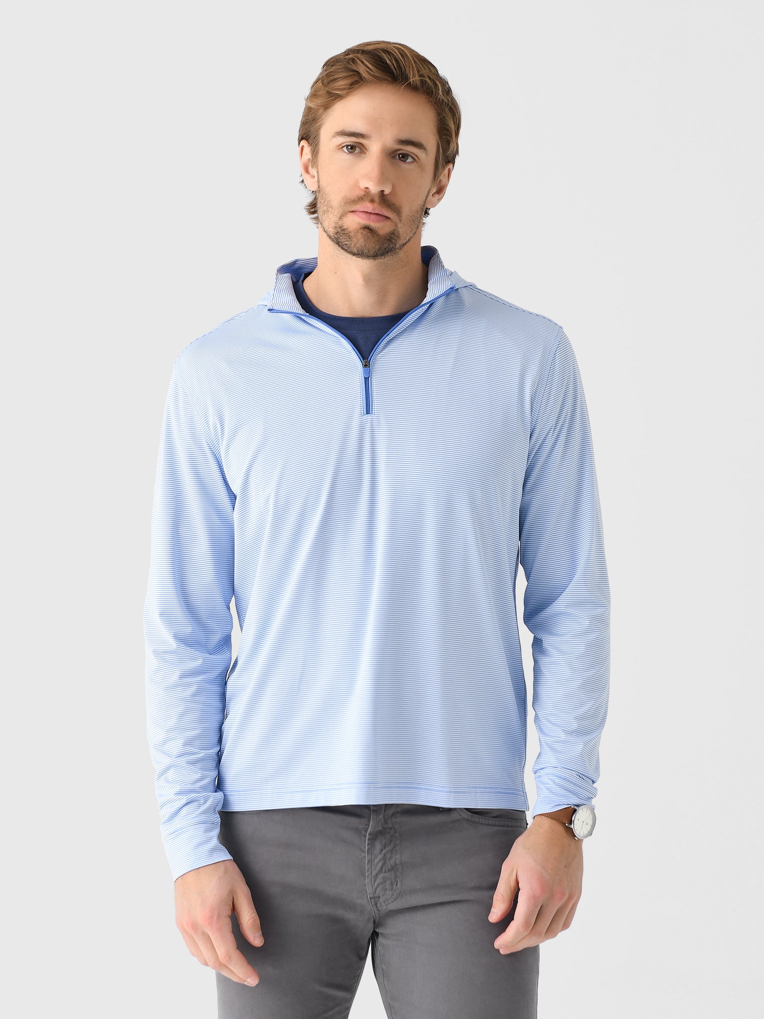 Johnnie-O Men's Hybrid Performance Quarter-Zip Hoodie - Saint Bernard