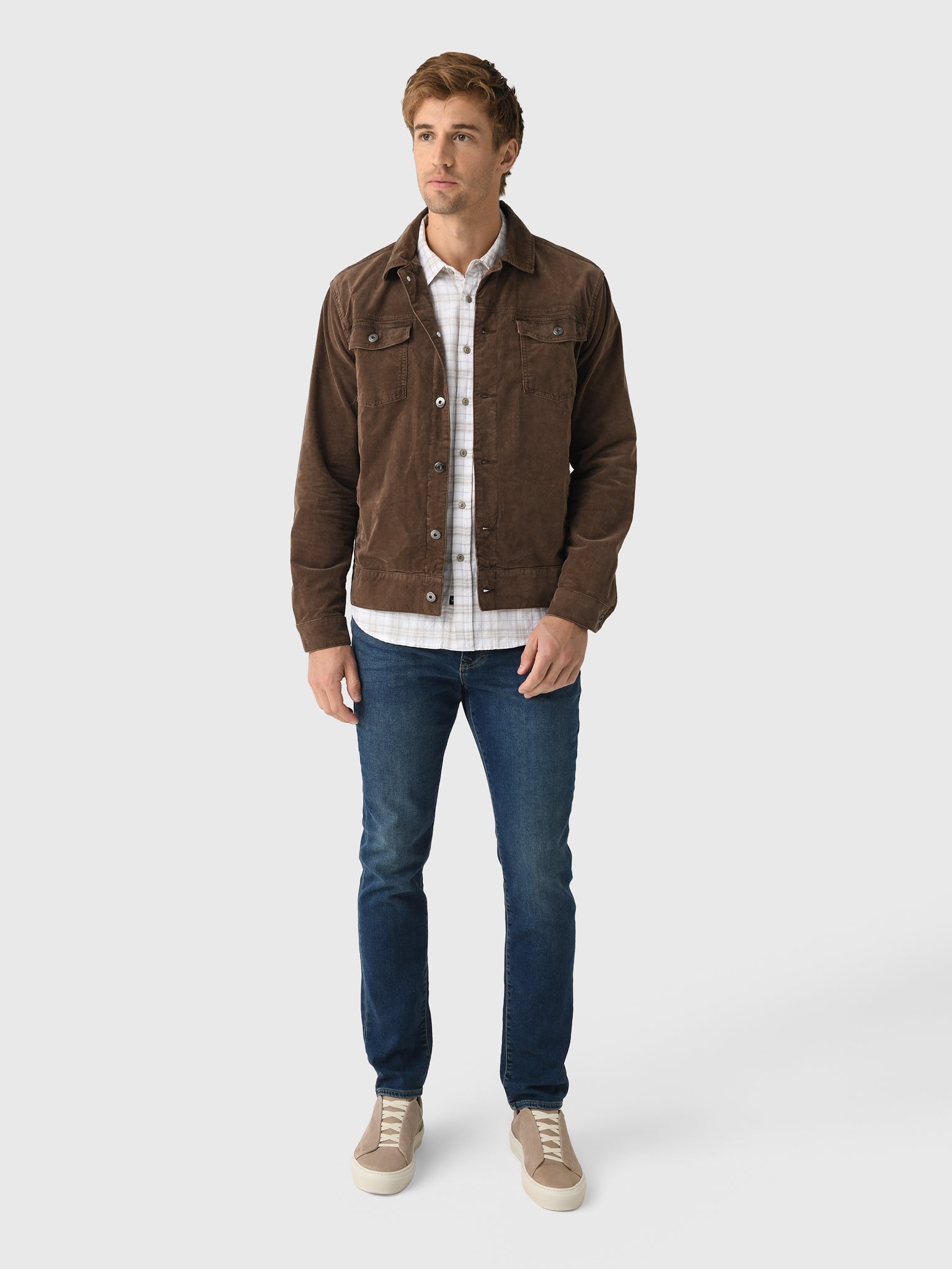 Johnnie-O Men's Rett Garment-Dyed Stretch Corduroy Trucker Jacket