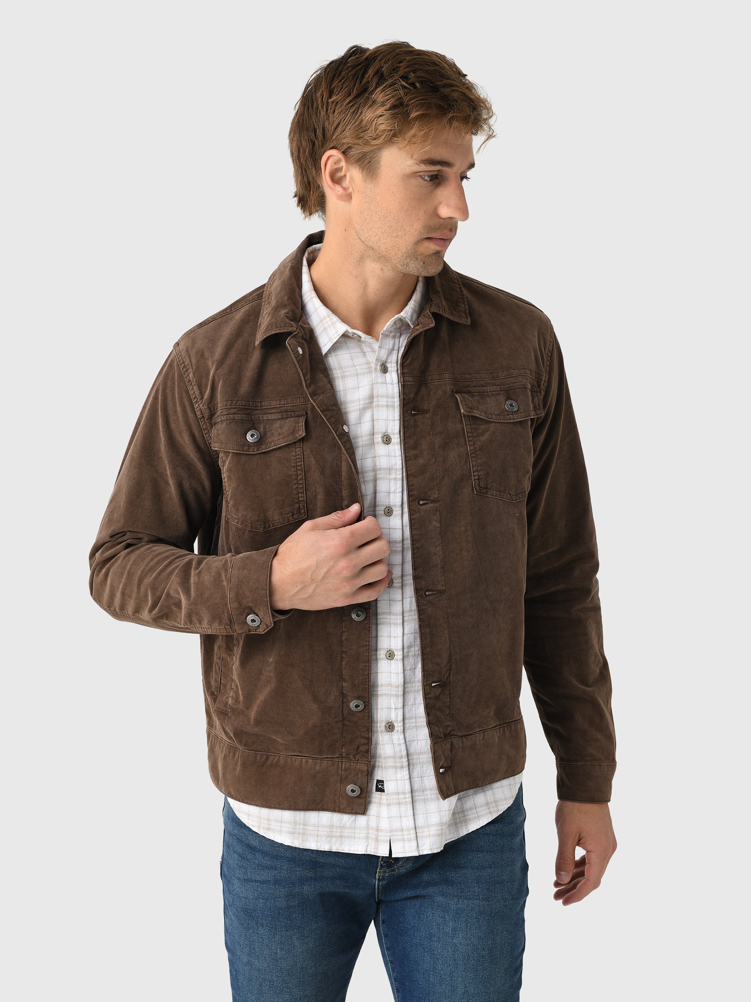 Johnnie-O Men's Rett Garment-Dyed Stretch Corduroy Trucker Jacket - Saint Bernard