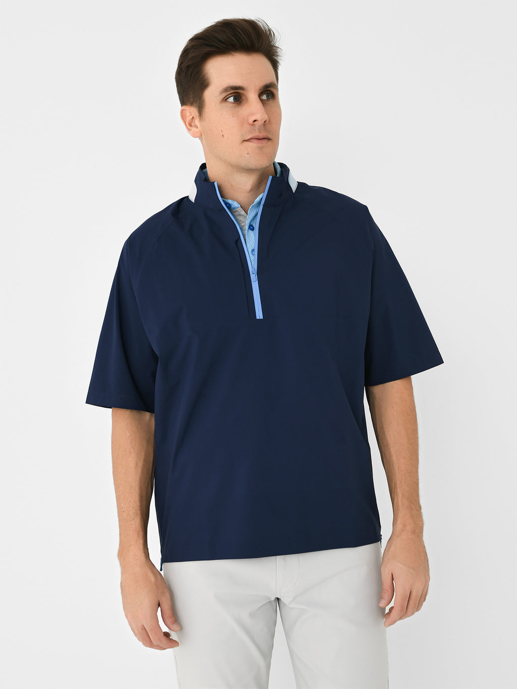 Johnnie-O Men's Stealth Stowable Short Sleeve Rain Jacket - Saint Bernard