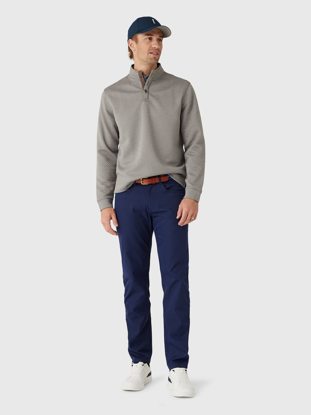 Johnnie-O Men's Rockwells Diamond-Quilted Henley Pullover - Saint Bernard