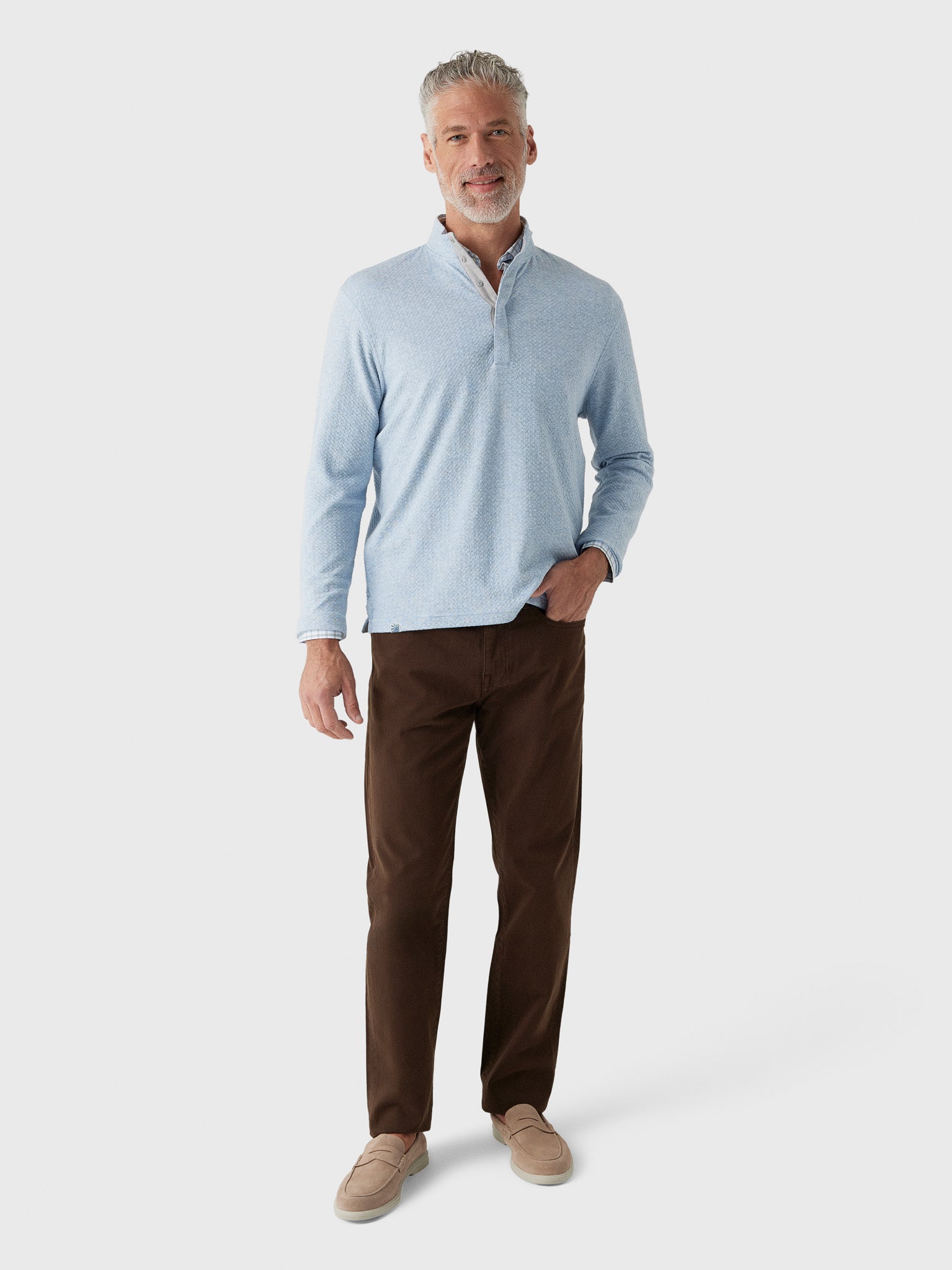 Johnnie-O Men's Ransel Hidden Snap Pullover - Saint Bernard