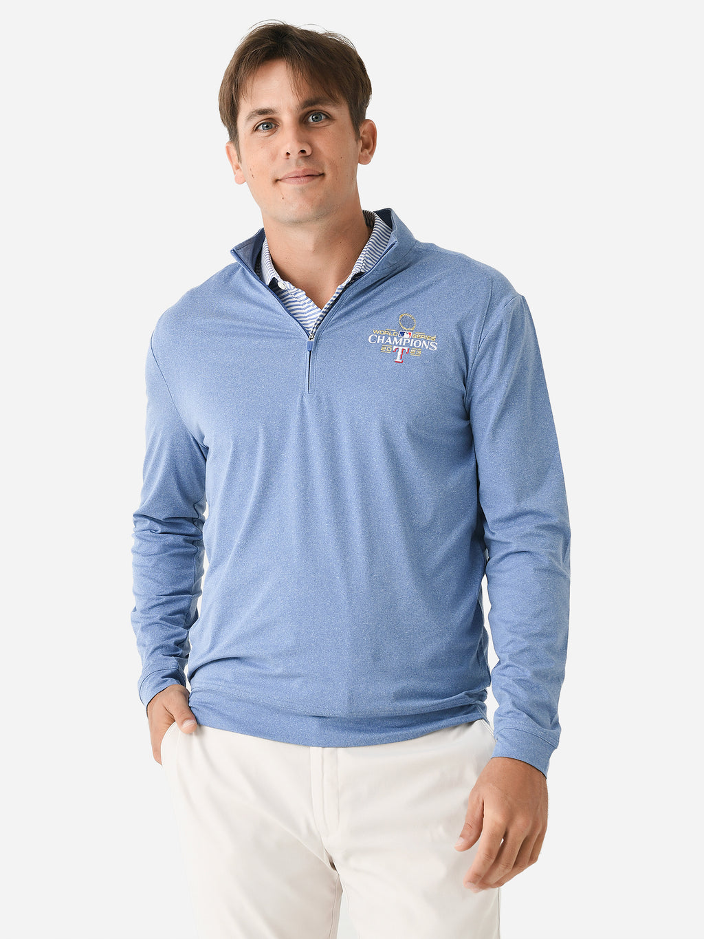 Johnnie-O Men's Texas Rangers World Series Flex Quarter-Zip - Saint Bernard