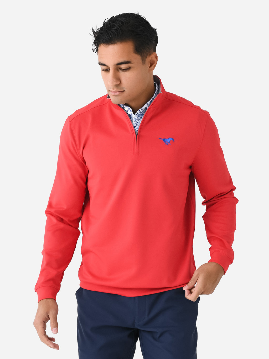 Johnnie-O Men's Diaz Collegiate Prep-Formance Quarter-Zip - Saint Bernard