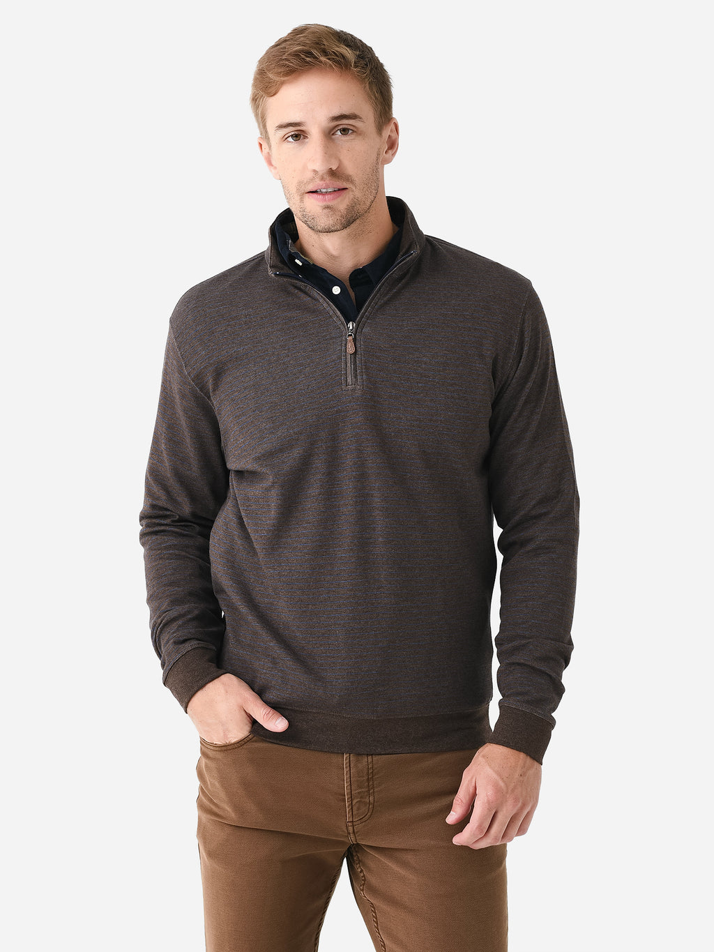 Johnnie-O Men's Skiles Striped Quarter-Zip - Saint Bernard