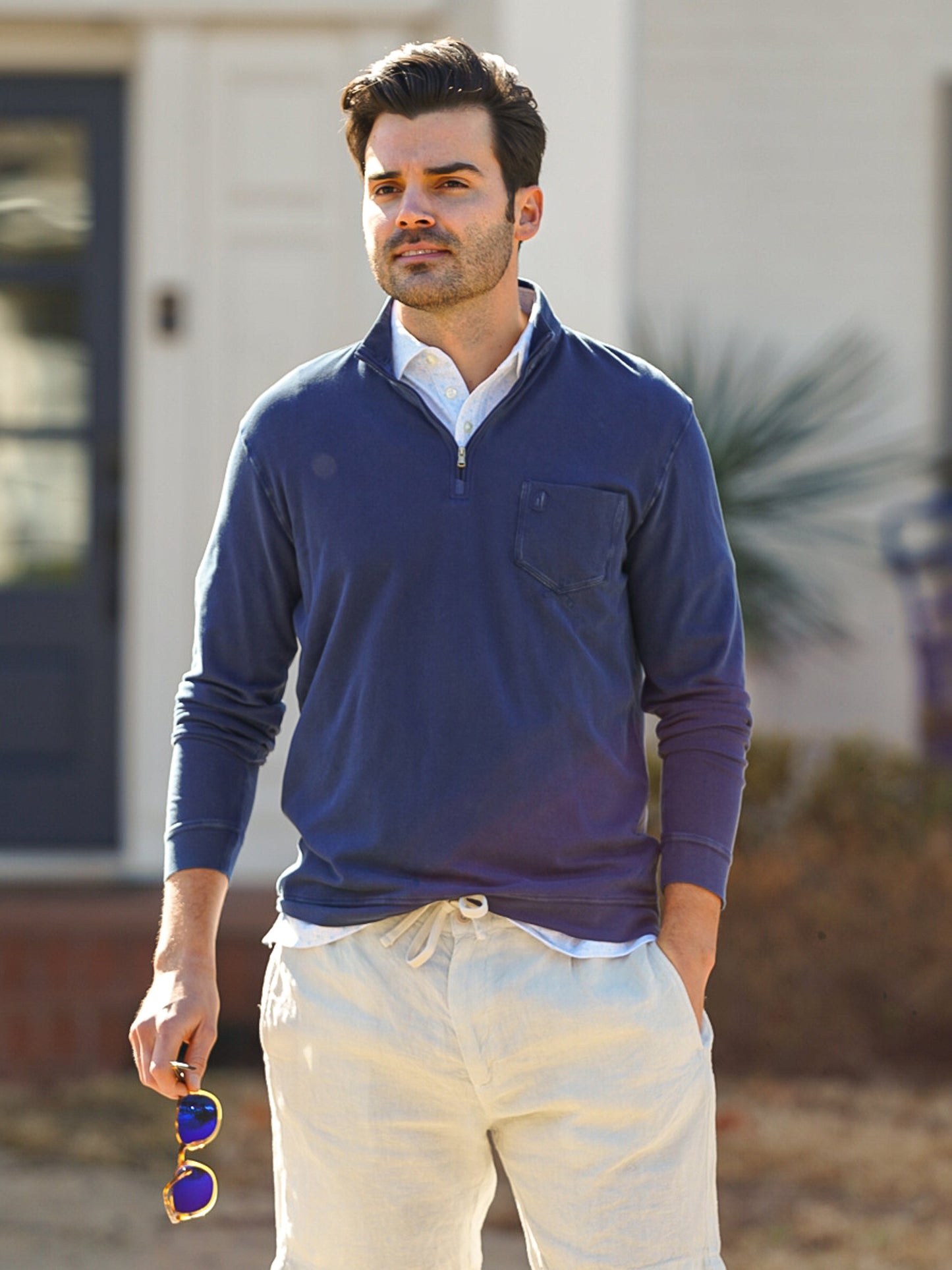 Johnnie-O Men's Derek Piqué Performance Quarter-Zip - Saint Bernard