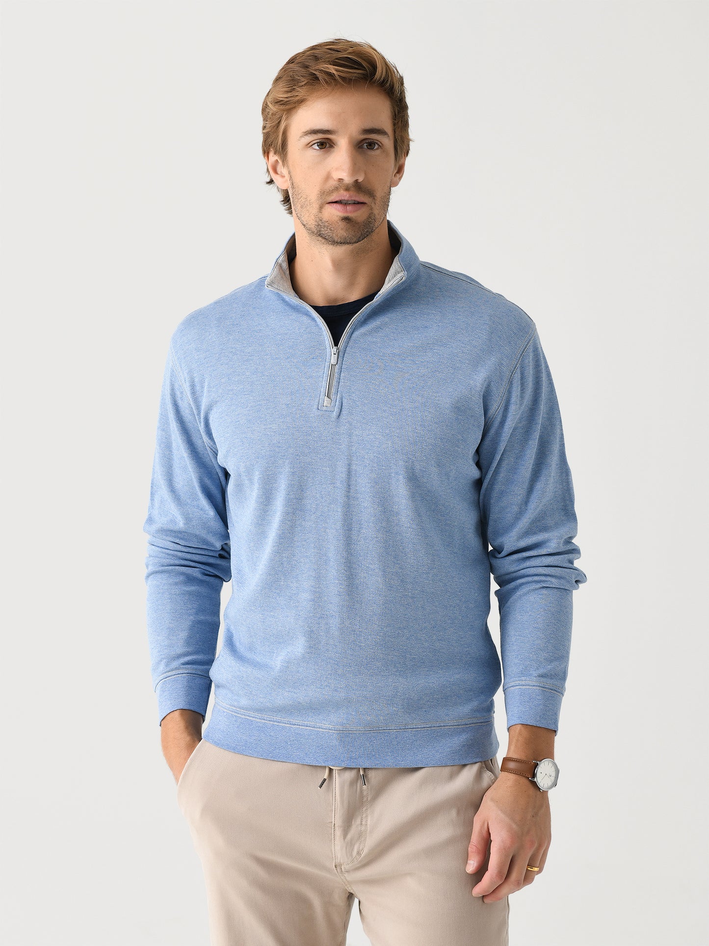 Johnnie-O Men's Hanks "Lightweight Sully" Quarter-Zip Pullover - Saint Bernard