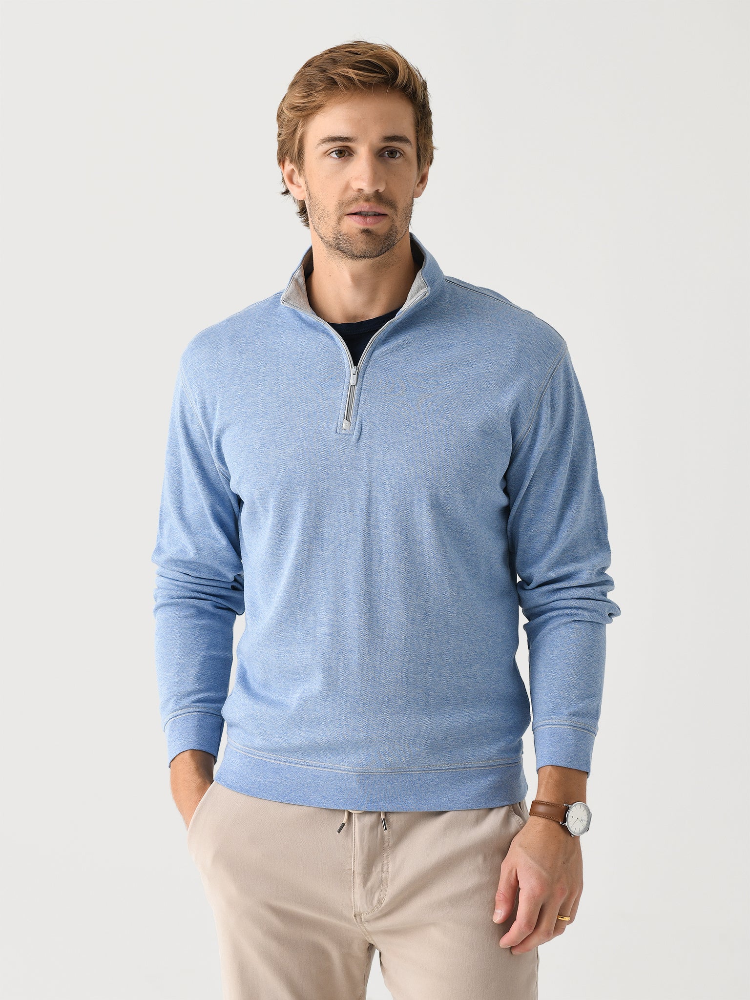 Johnnie-O Men's Hanks "Lightweight Sully" Quarter-Zip Pullover - Saint Bernard