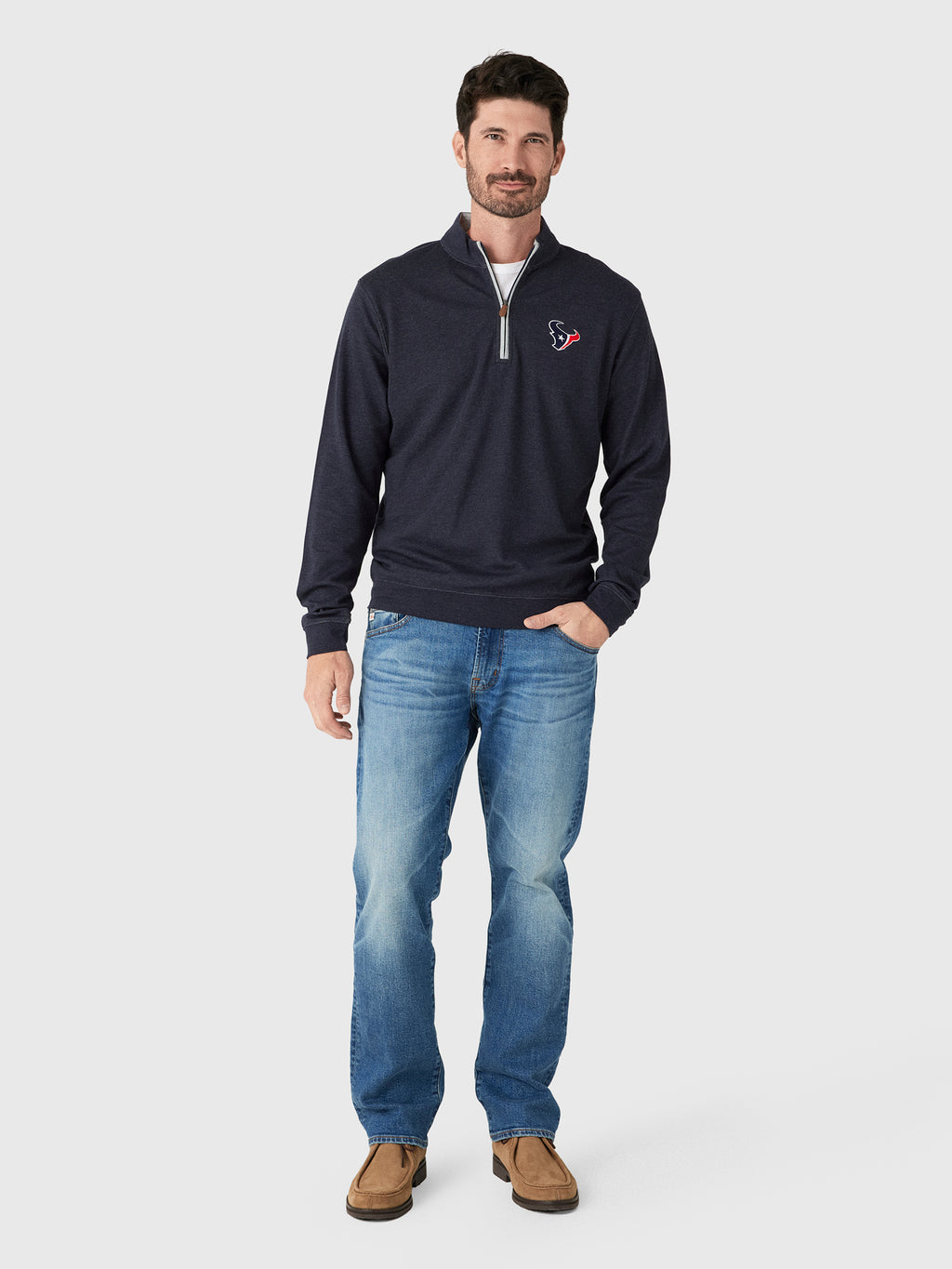 Johnnie-O Men's Houston Texans Sully Quarter-Zip Pullover - Saint Bernard