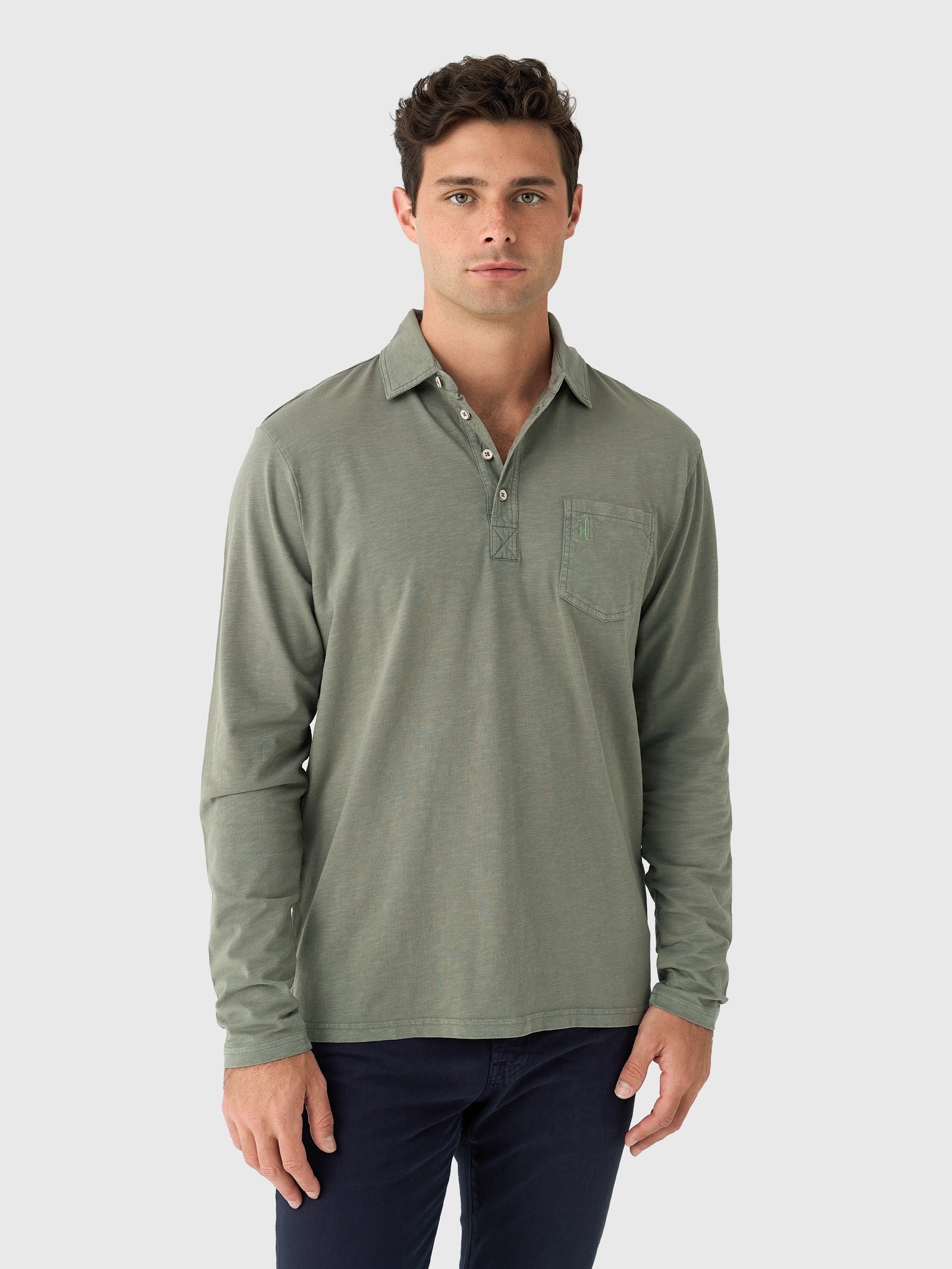 Johnnie-O Men's Coastal Wash Long Sleeve Original 4-Button Polo - Saint Bernard