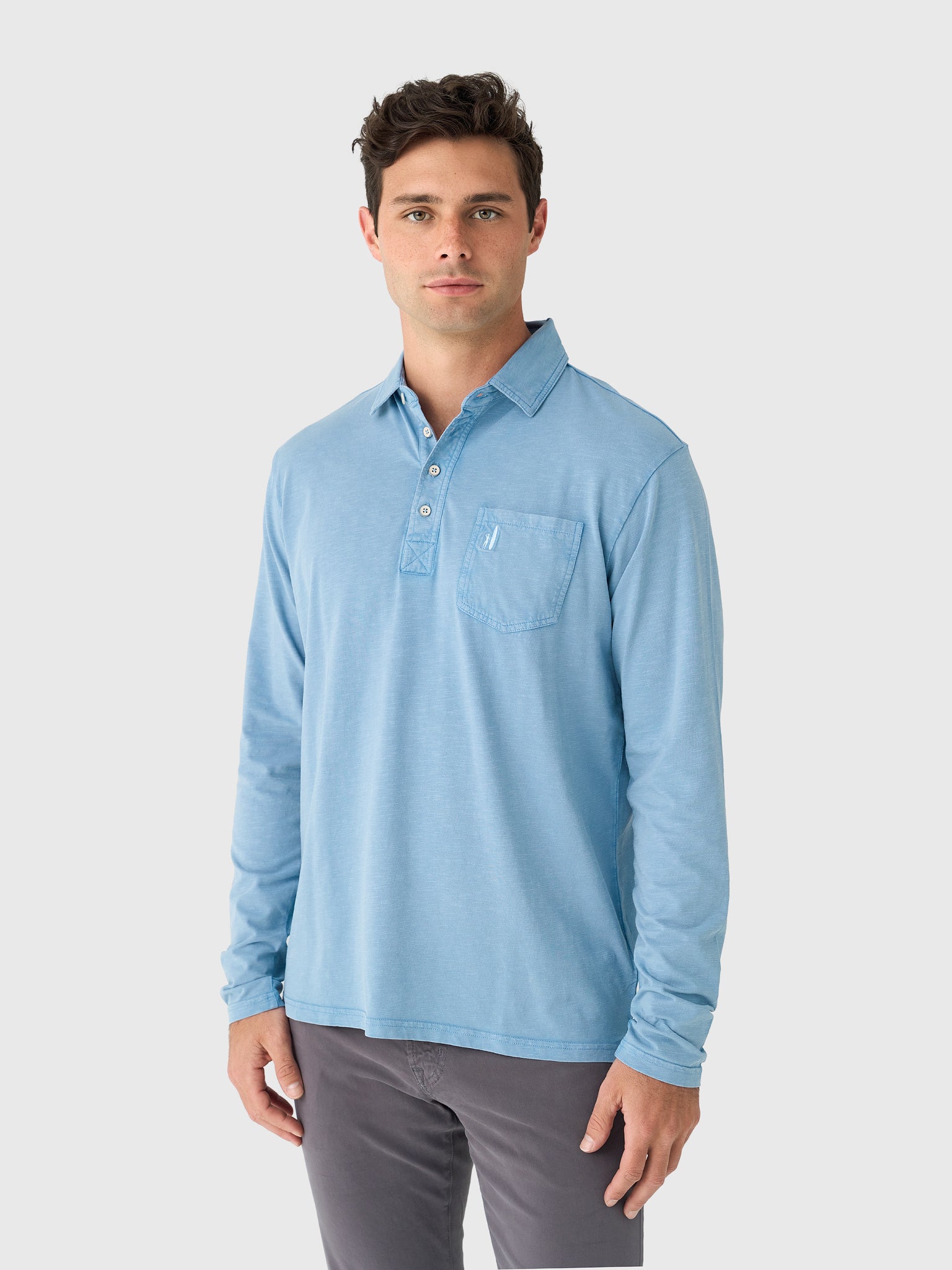 Johnnie-O Men's Coastal Wash Long Sleeve Original 4-Button Polo - Saint Bernard