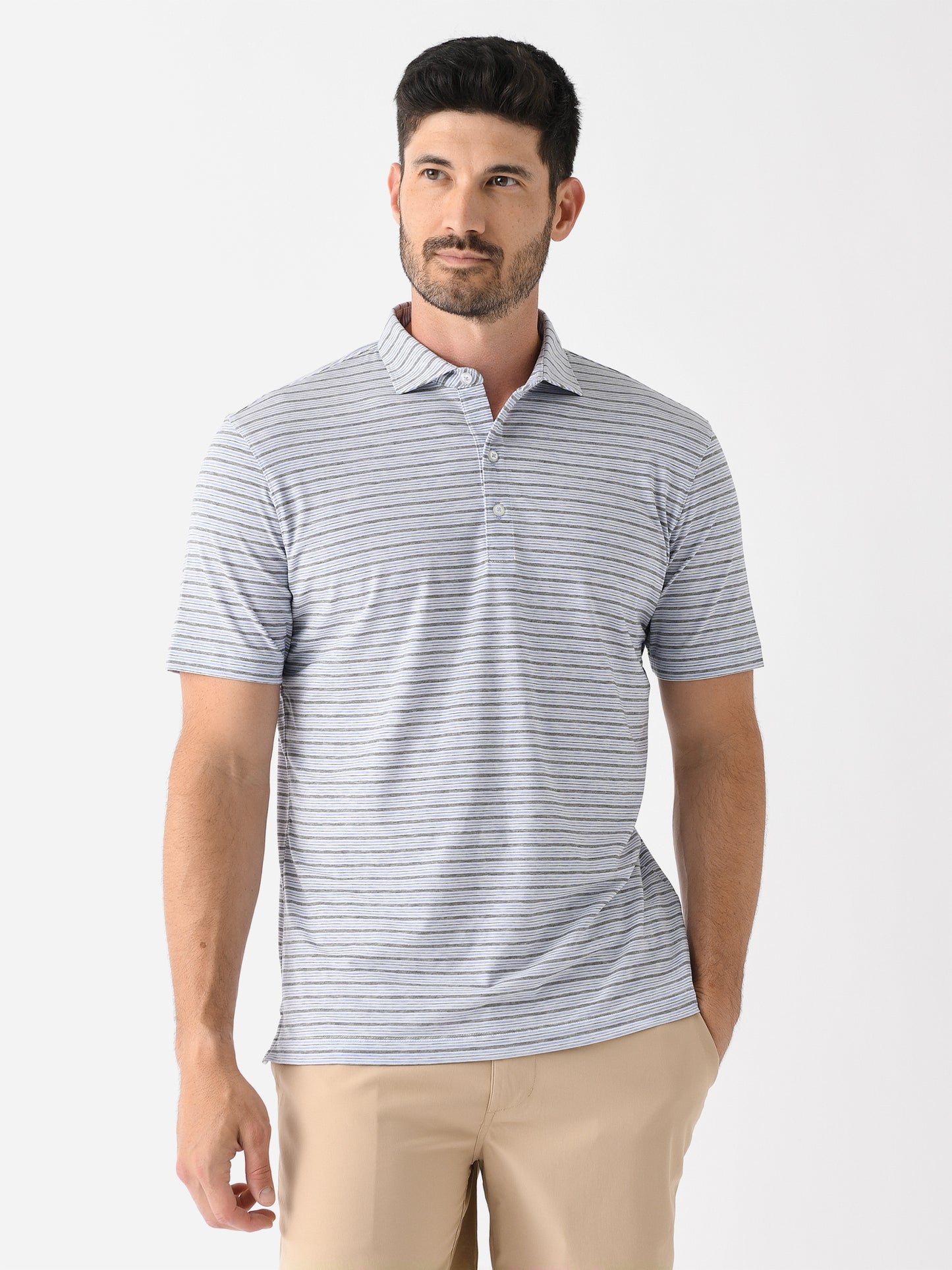 Johnnie-O Men's Declan Striped Top Shelf Performance Polo - Saint Bernard