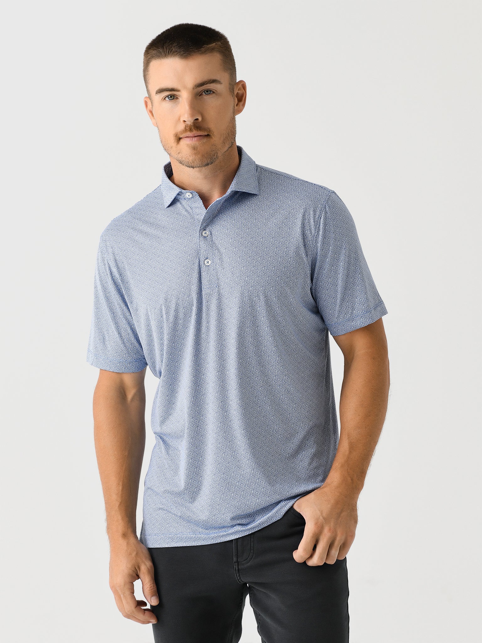 Johnnie-O Men's Julian Printed Featherweight Performance Polo - Saint Bernard