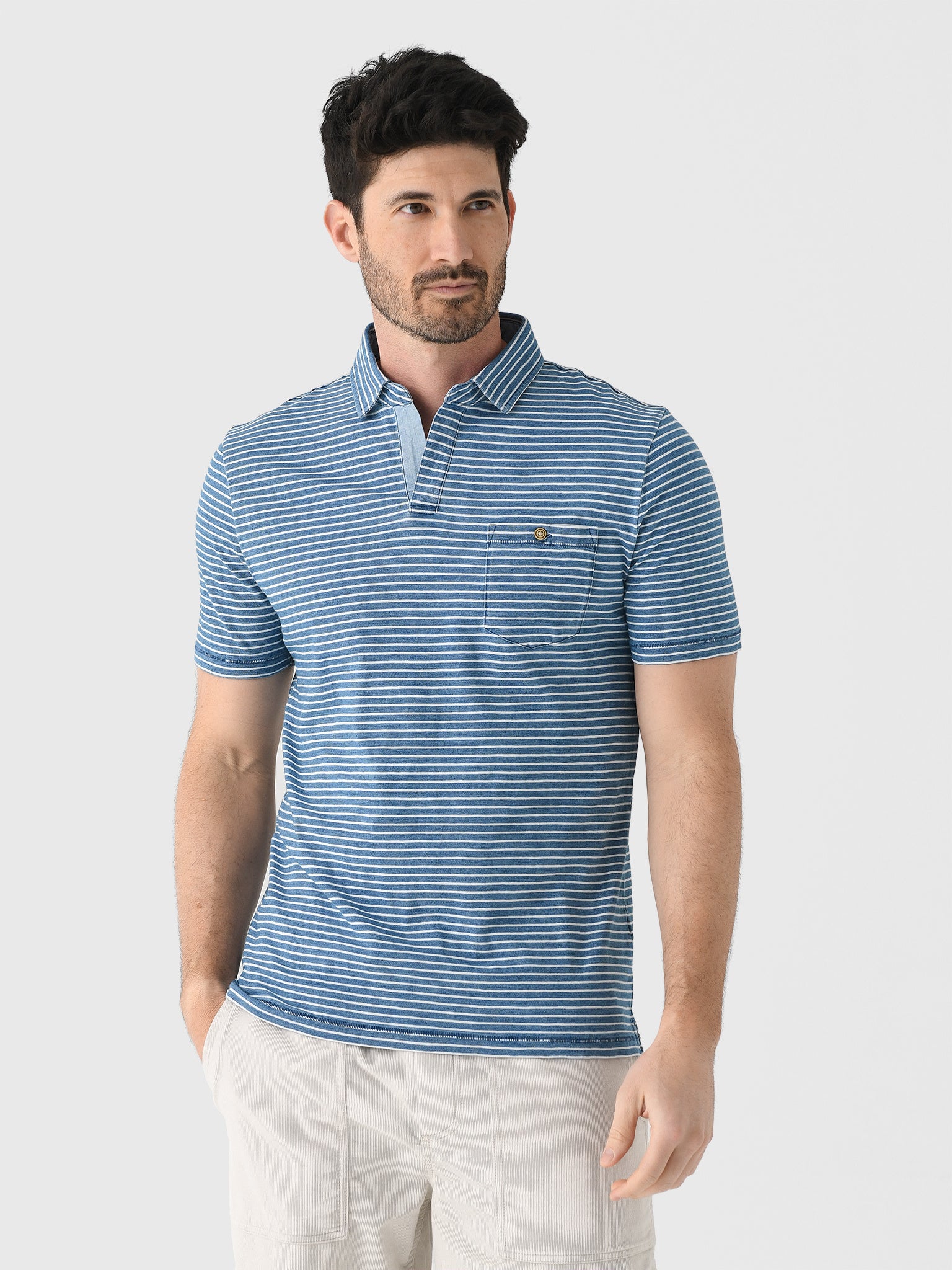 Johnnie-O Men's Brandt Johnny Collar Cotton Polo - Saint Bernard