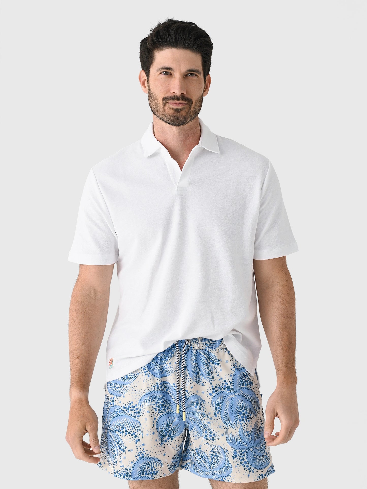 Johnnie-O Men's Frankie French Terry Johnny Collar Polo - Saint Bernard