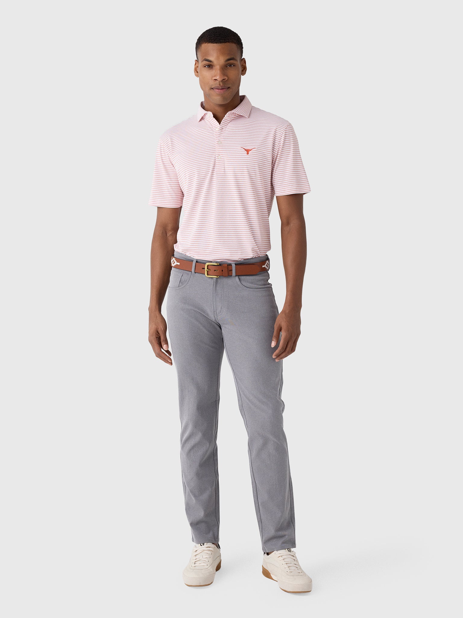 Johnnie-O Men's Collegiate Stetsons Stripe Performance Mesh Polo - Saint Bernard