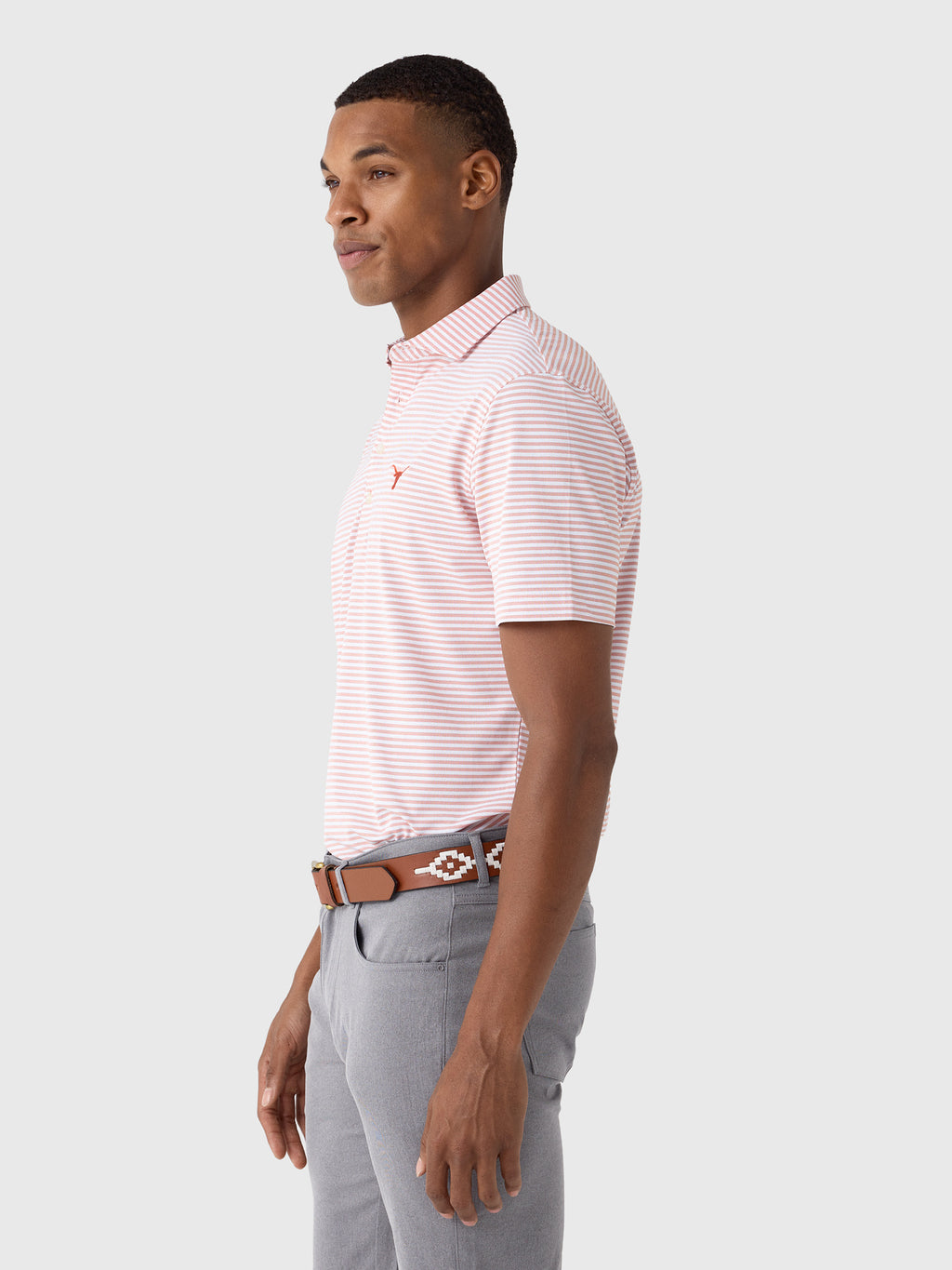 Johnnie-O Men's Collegiate Stetsons Stripe Performance Mesh Polo - Saint Bernard