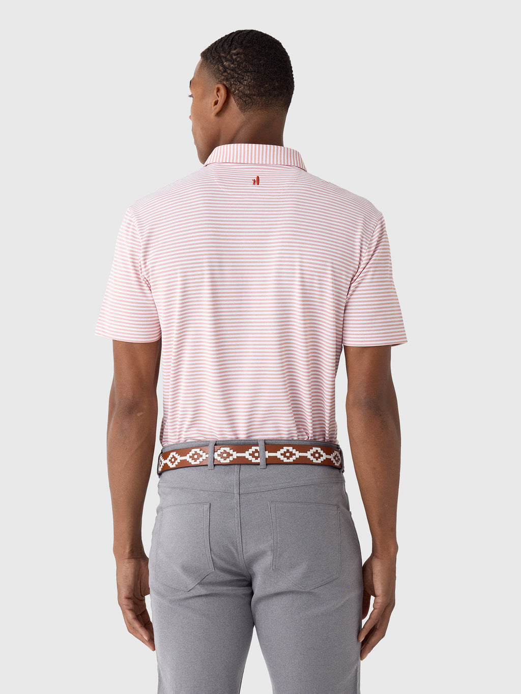 Johnnie-O Men's Collegiate Stetsons Stripe Performance Mesh Polo - Saint Bernard