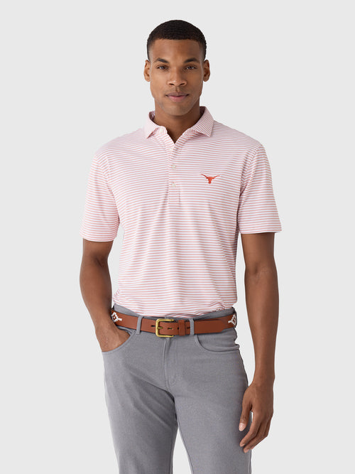 Johnnie-O Men's Collegiate Stetsons Stripe Performance Mesh Polo - Saint Bernard