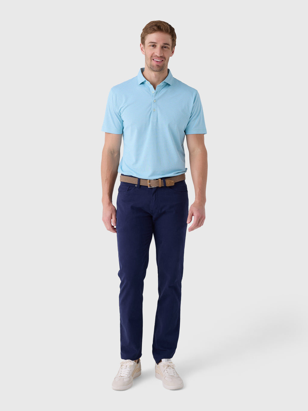 Johnnie-O Men's Stetson Stripe Performance Mesh Polo - Saint Bernard