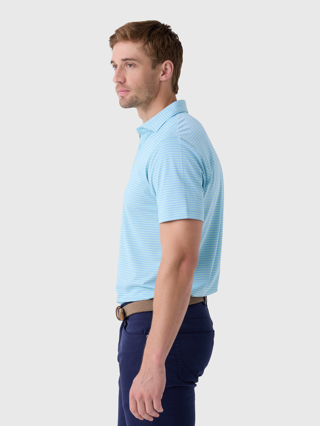 Johnnie-O Men's Stetson Stripe Performance Mesh Polo - Saint Bernard