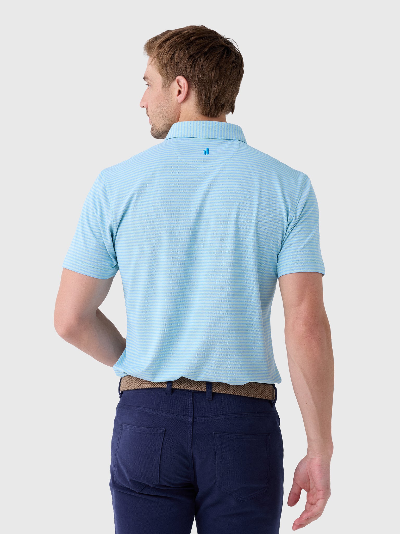 Johnnie-O Men's Stetson Stripe Performance Mesh Polo - Saint Bernard