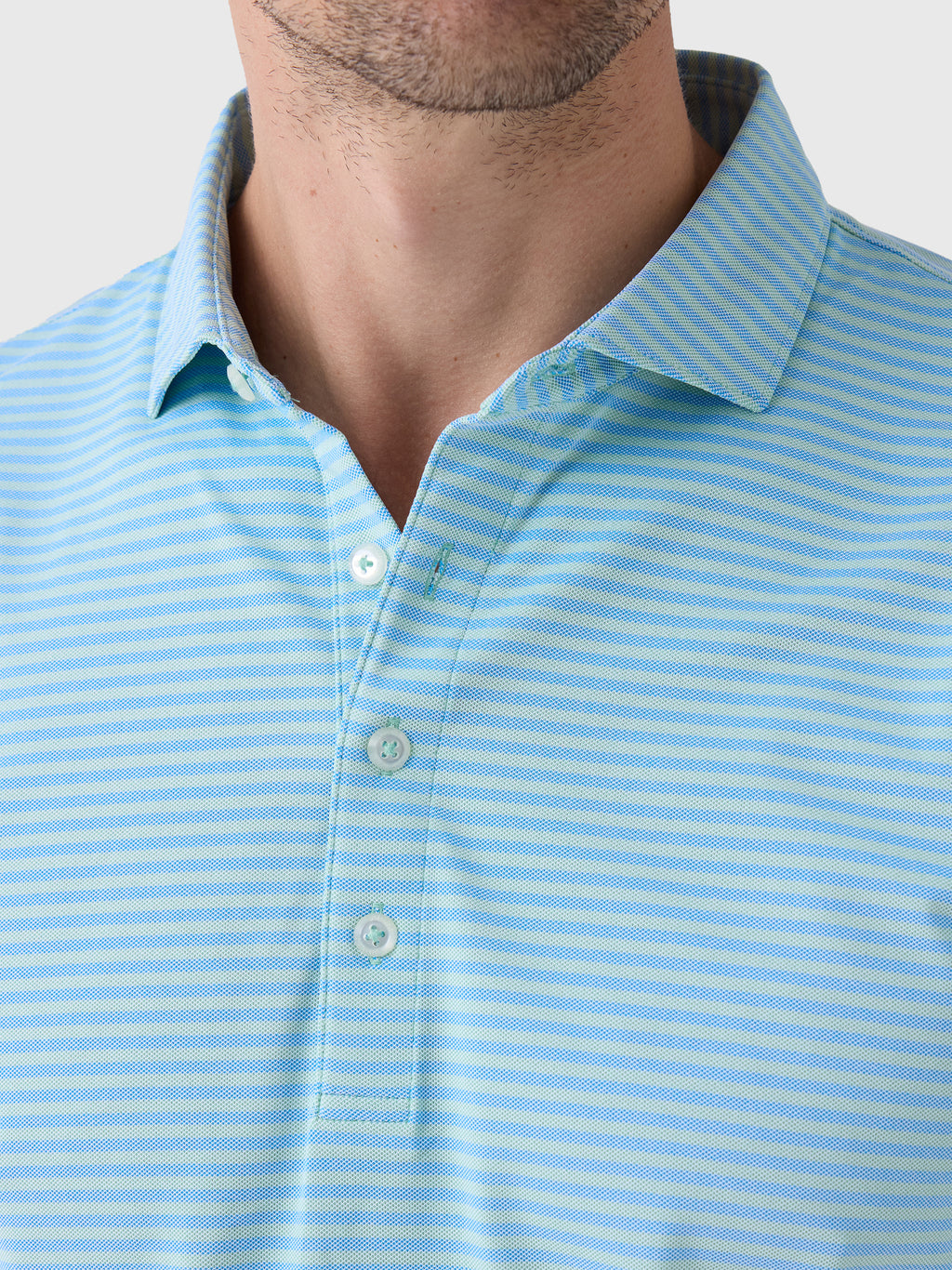 Johnnie-O Men's Stetson Stripe Performance Mesh Polo - Saint Bernard