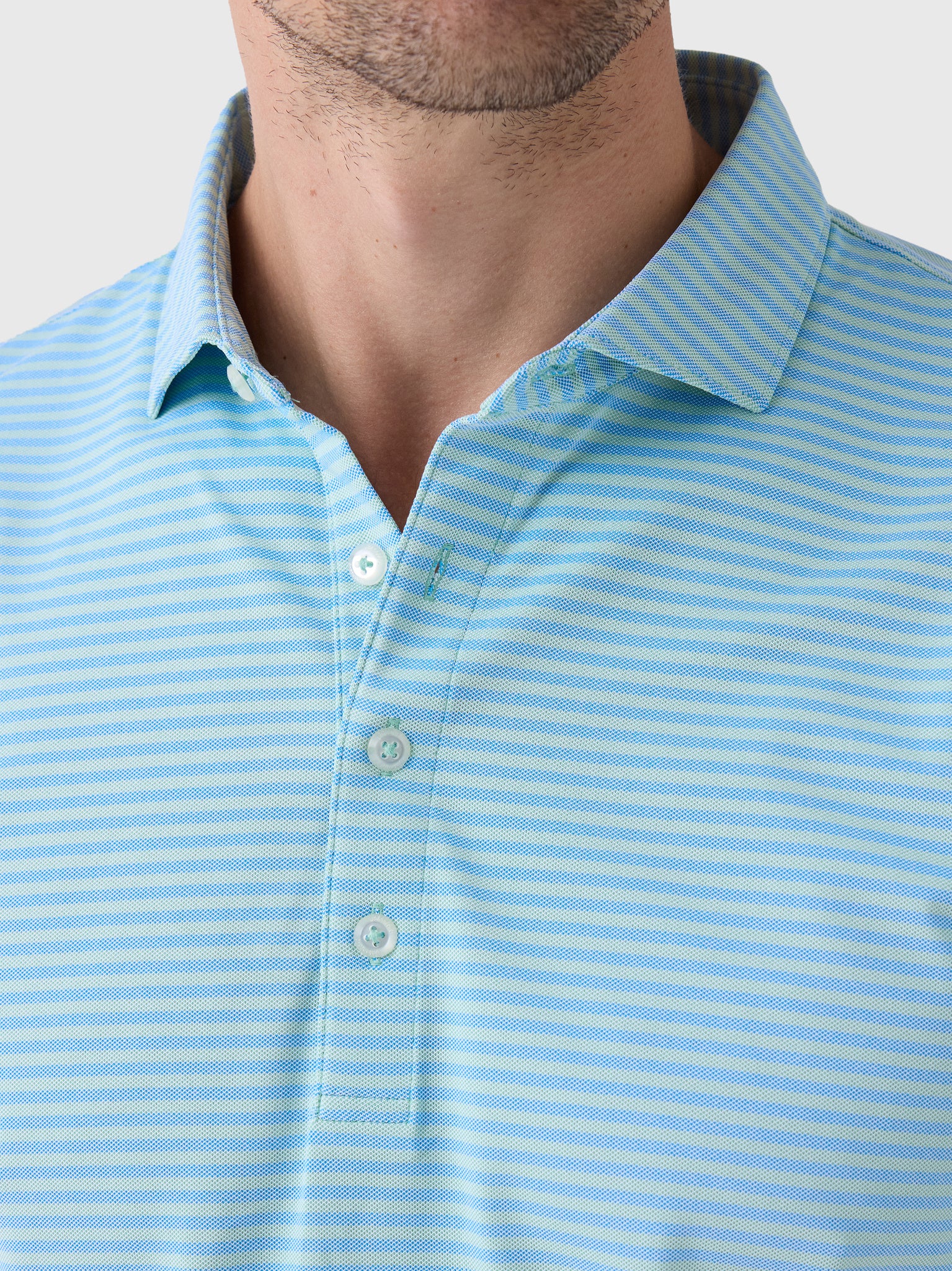 Johnnie-O Men's Stetson Stripe Performance Mesh Polo - Saint Bernard