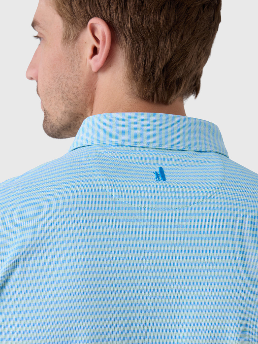 Johnnie-O Men's Stetson Stripe Performance Mesh Polo - Saint Bernard