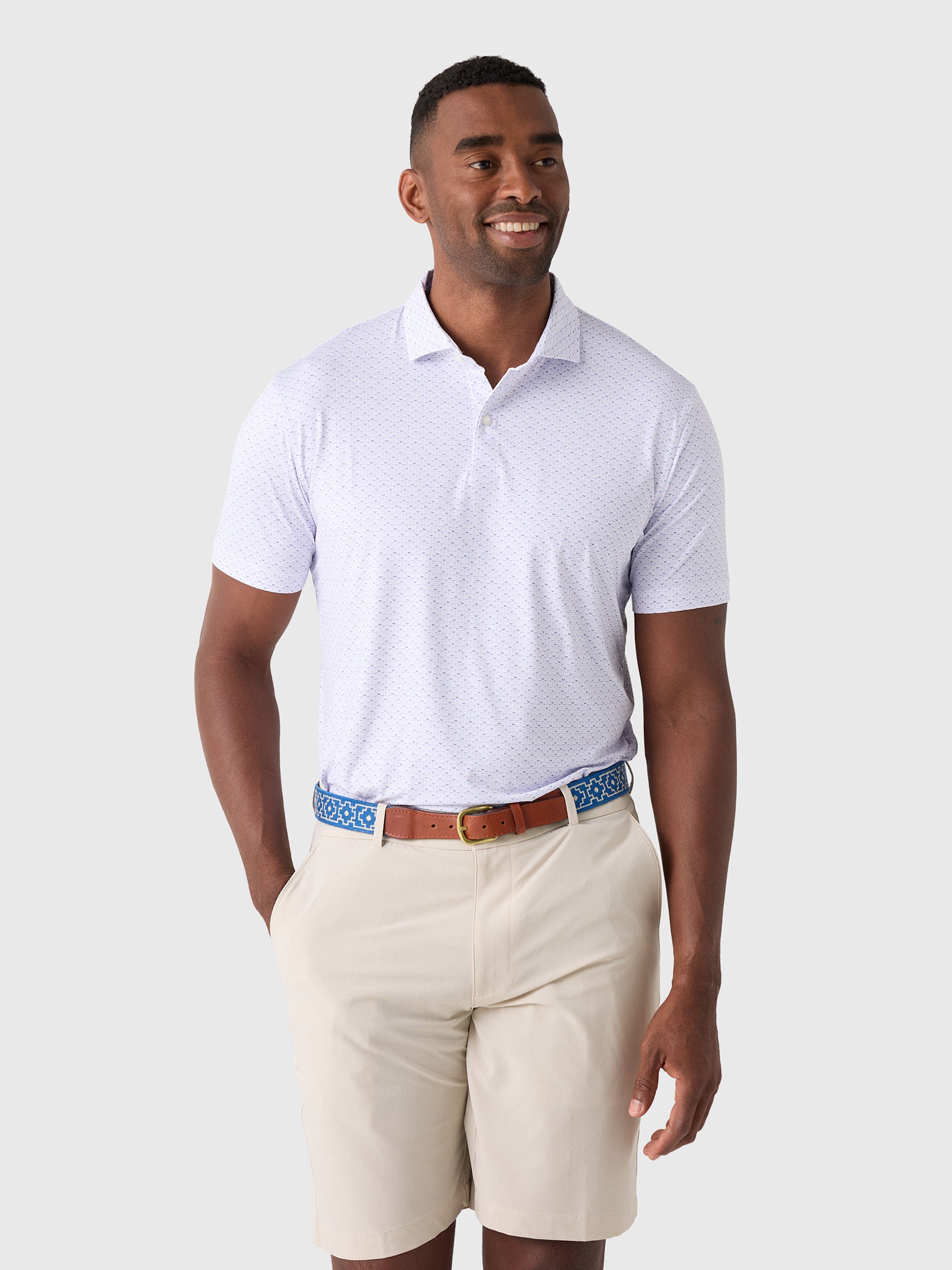 Johnnie-O Men's Fall Flower Featherweight Performance Polo - Saint Bernard