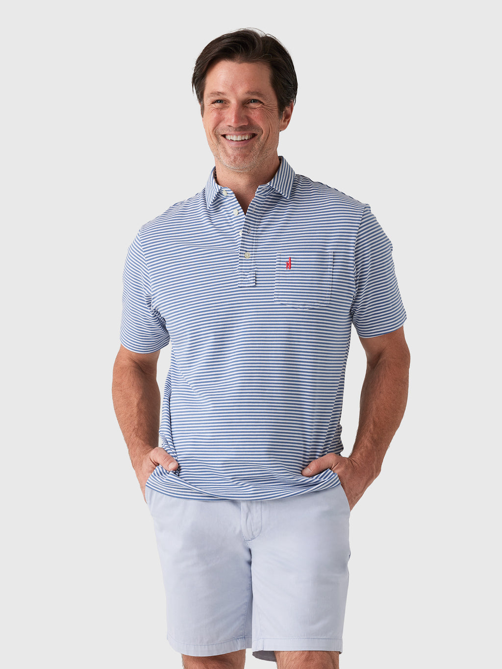 Johnnie-O Men's Jacks Stripe Original 4-Button Polo - Saint Bernard