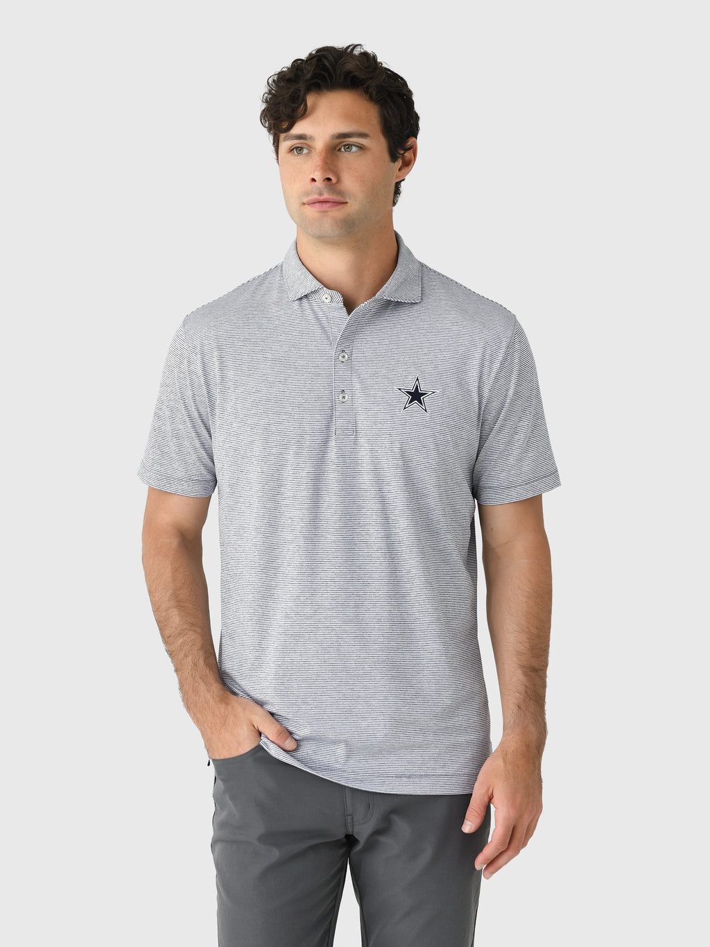 Johnnie-O Men's Dallas Cowboys Lyndonn Striped Performance Jersey Polo - Saint Bernard