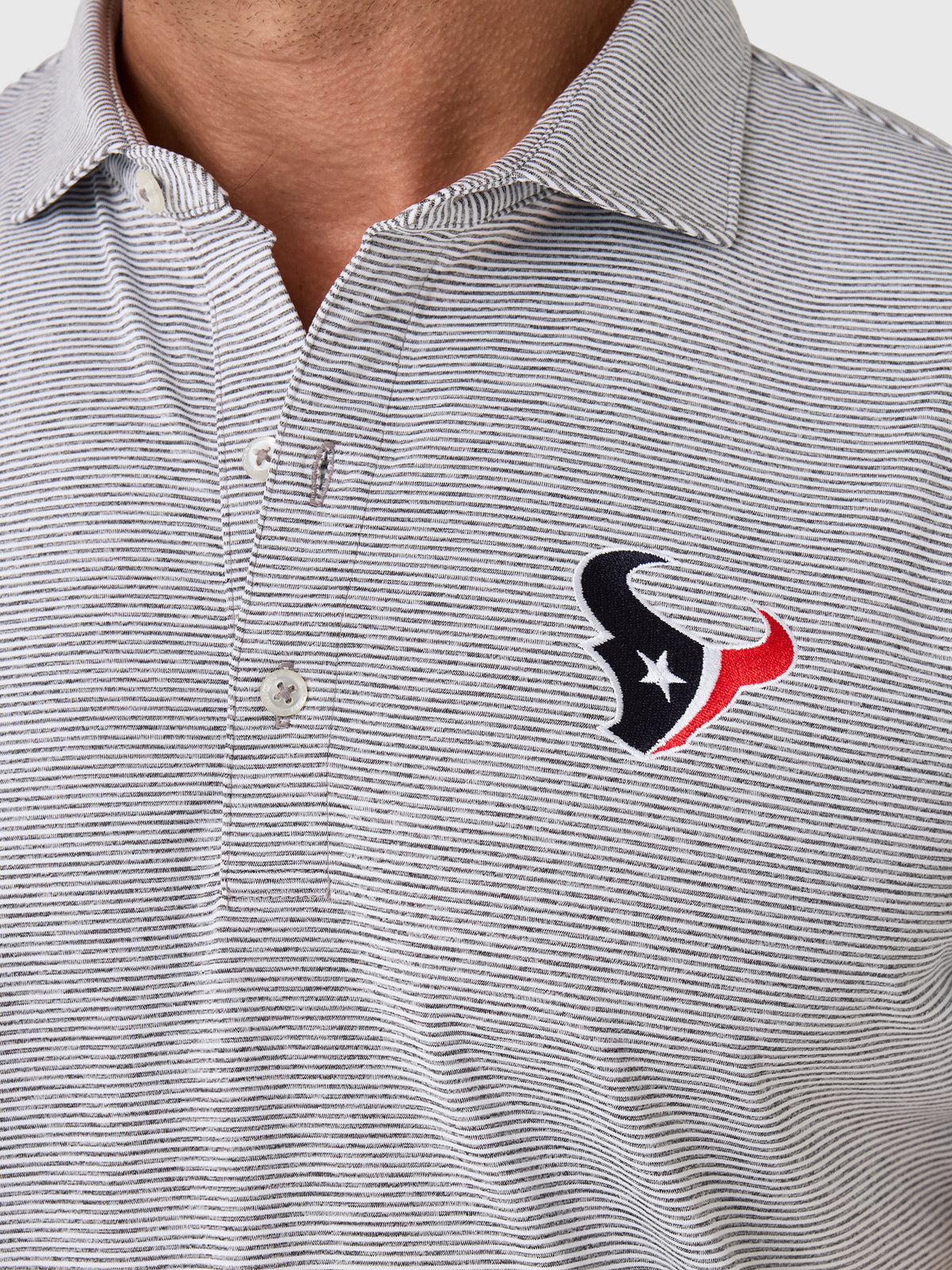 Johnnie-O Men's Houston Texans Lyndonn Striped Performance Jersey Polo - Saint Bernard