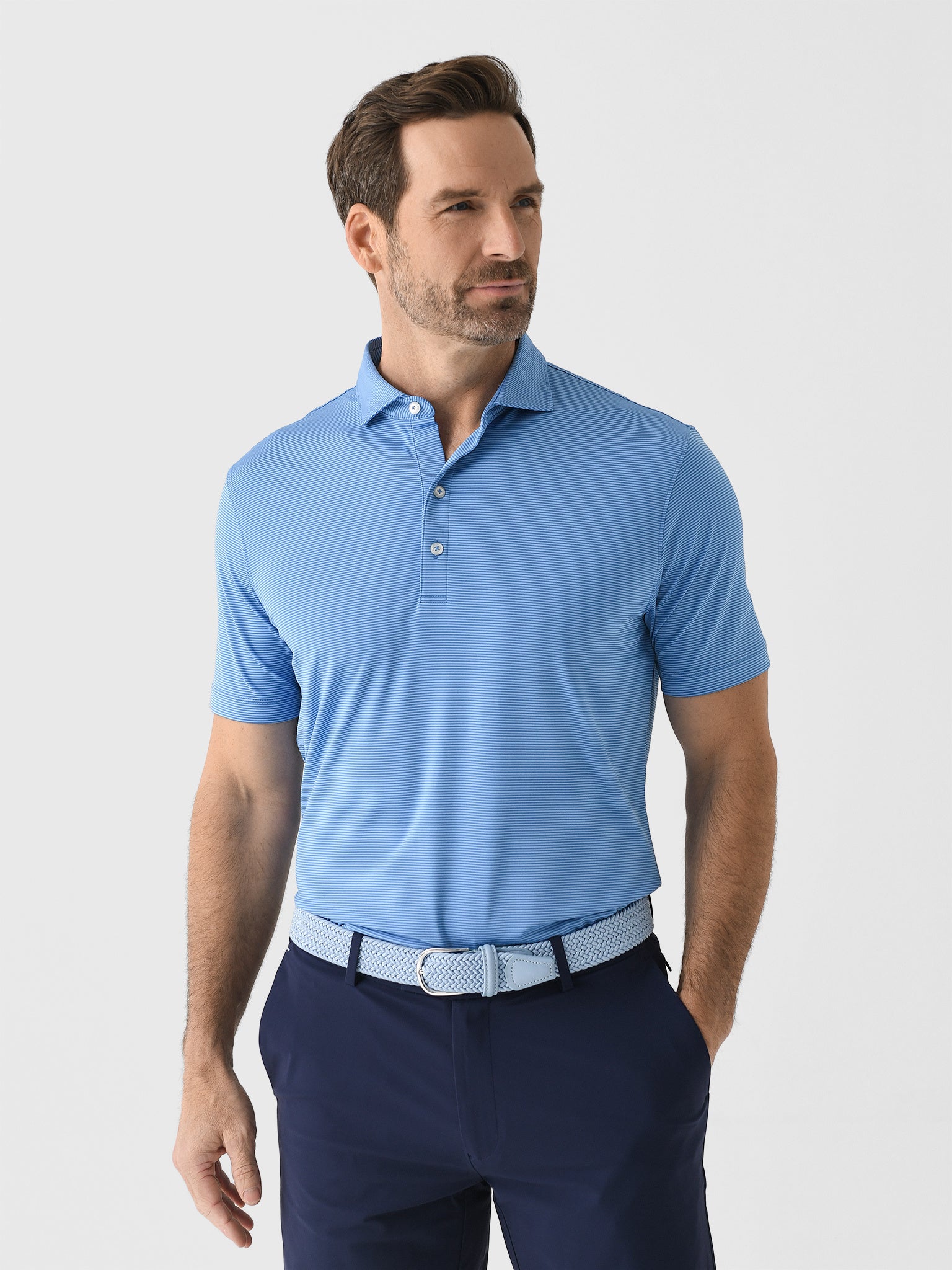 Johnnie-O Men's Lyndon Stripe Performance Jersey Polo - Saint Bernard