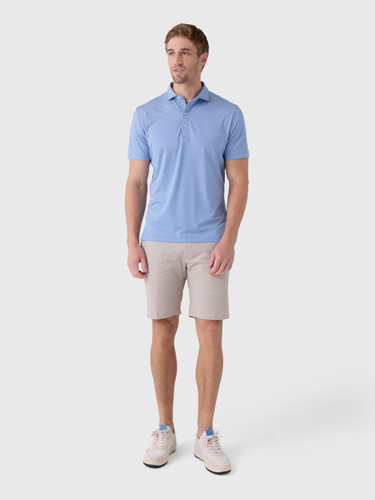 Johnnie-O Men's Lyndonn Stripe Performance Jersey Polo - Saint Bernard