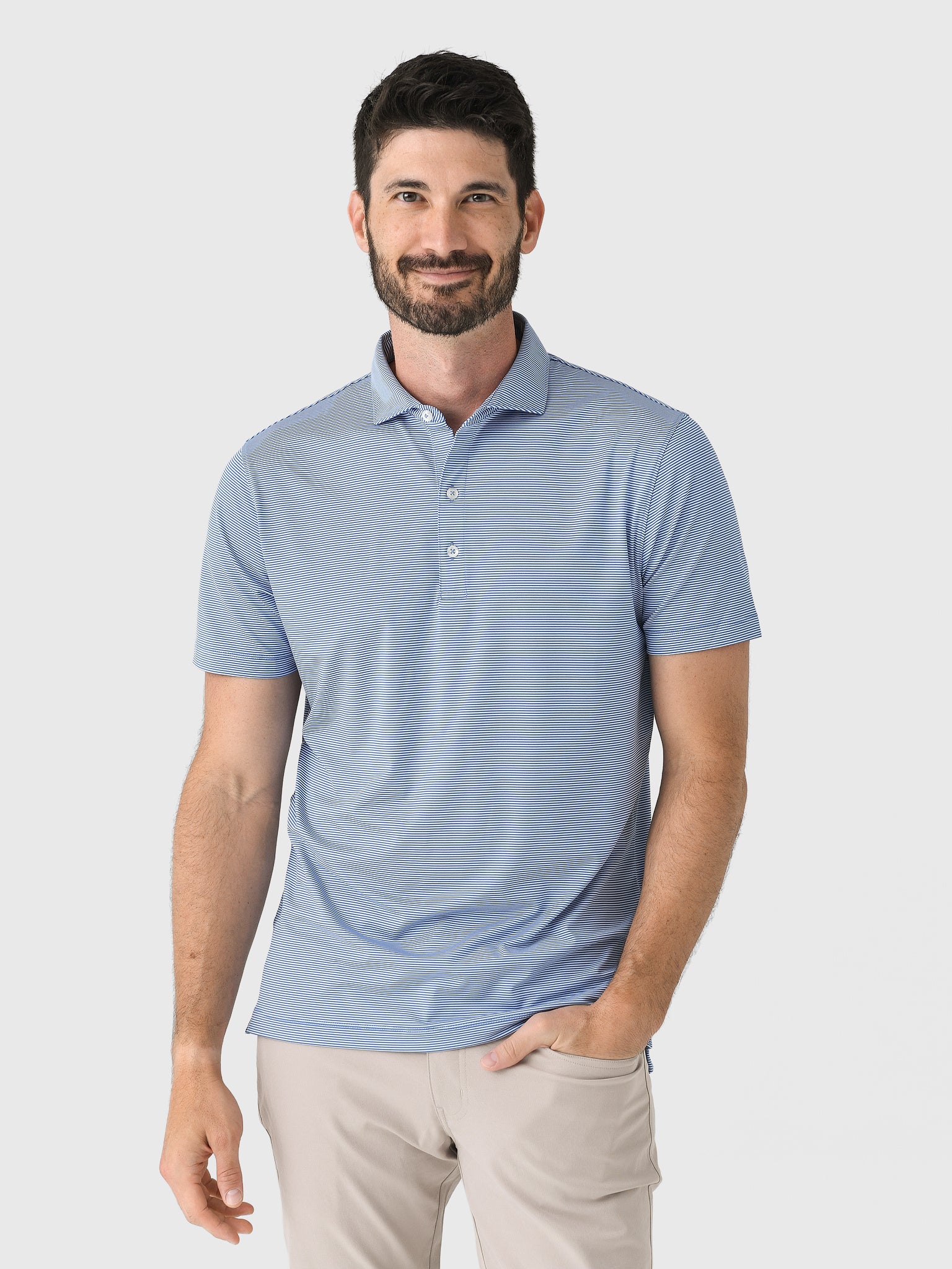 Johnnie-O Men's Lyndon Stripe Performance Jersey Polo - Saint Bernard