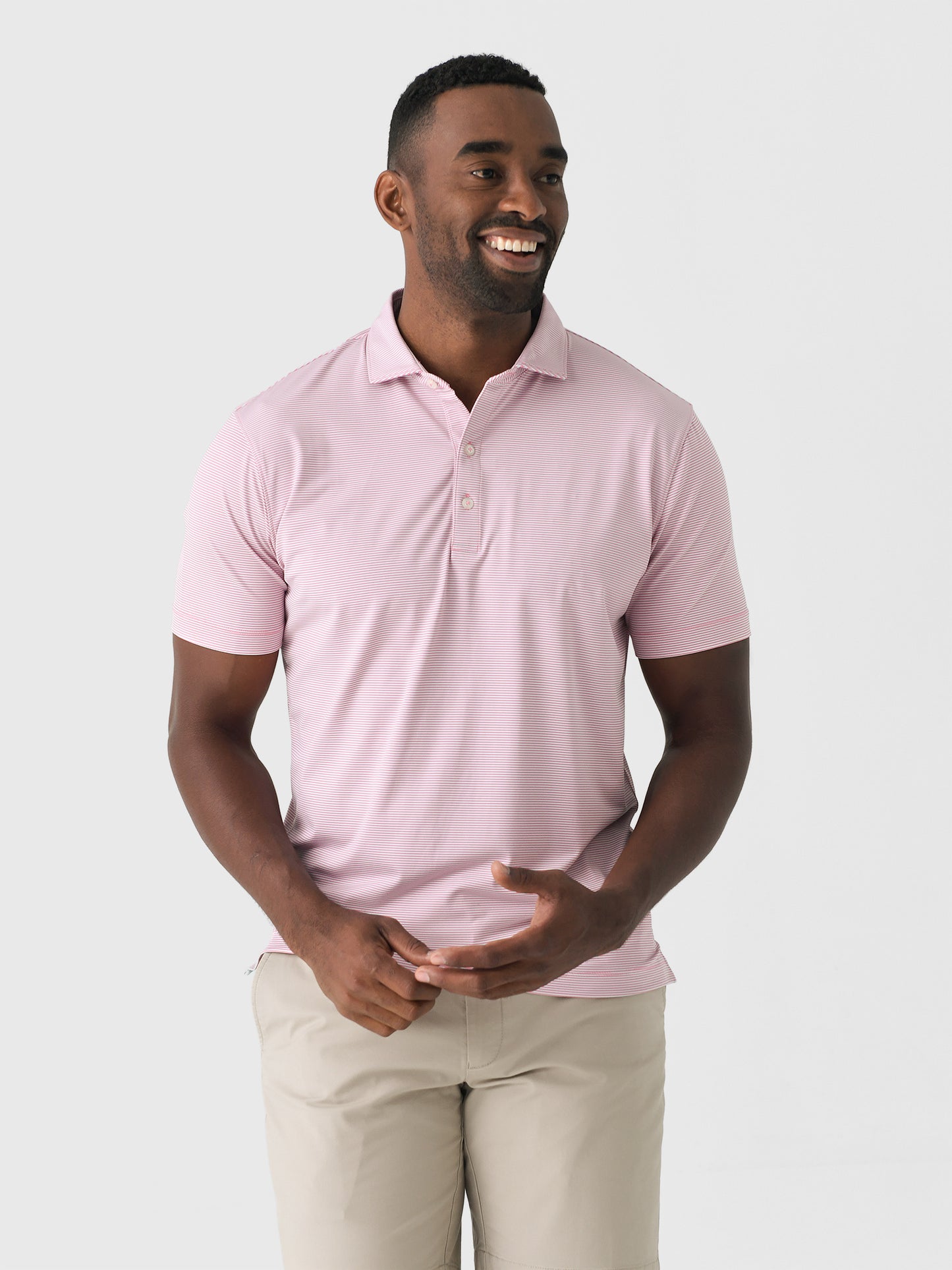 Johnnie-O Men's Lyndon Stripe Performance Jersey Polo - Saint Bernard