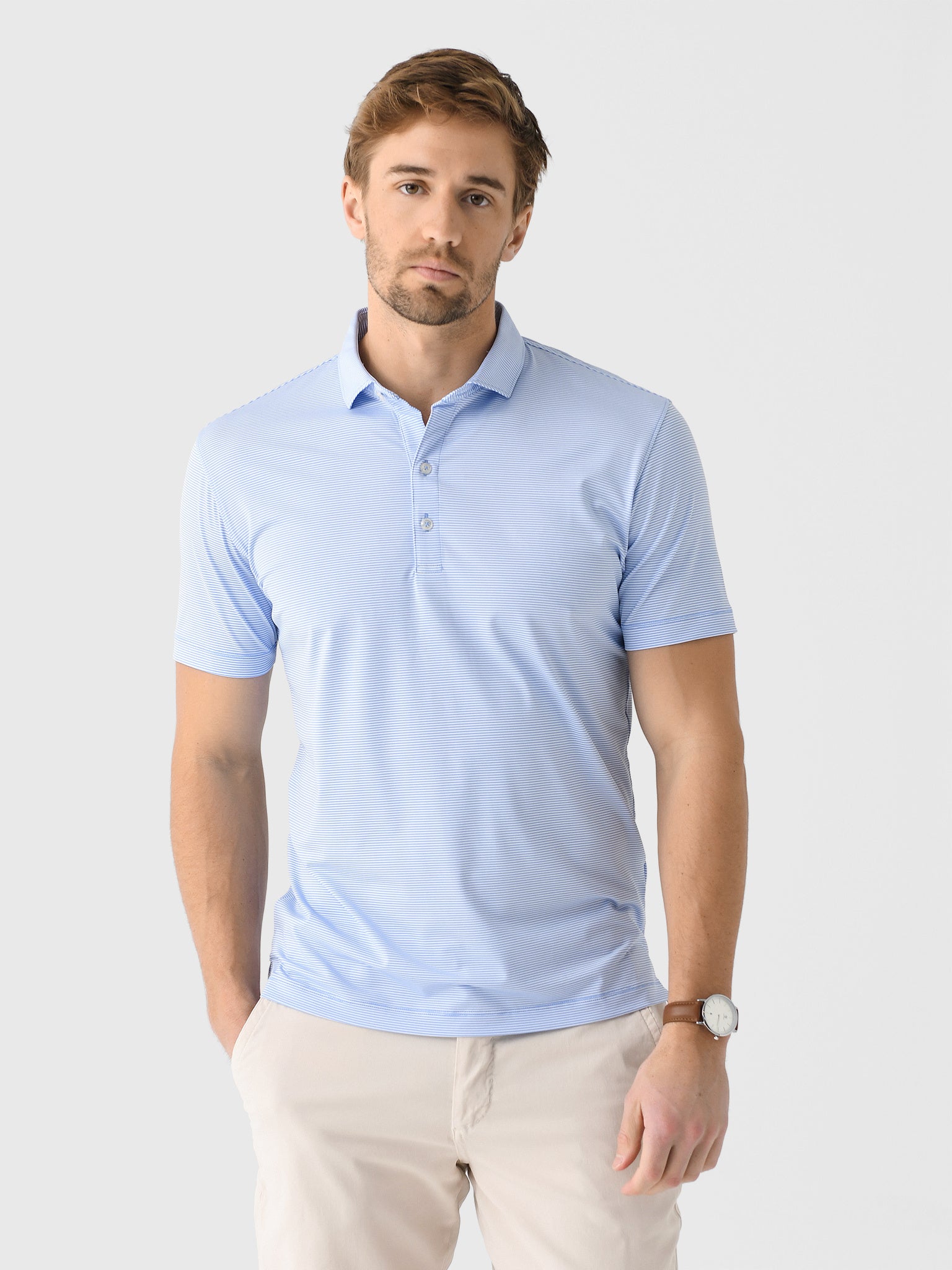 Johnnie-O Men's Lyndon Stripe Performance Jersey Polo - Saint Bernard