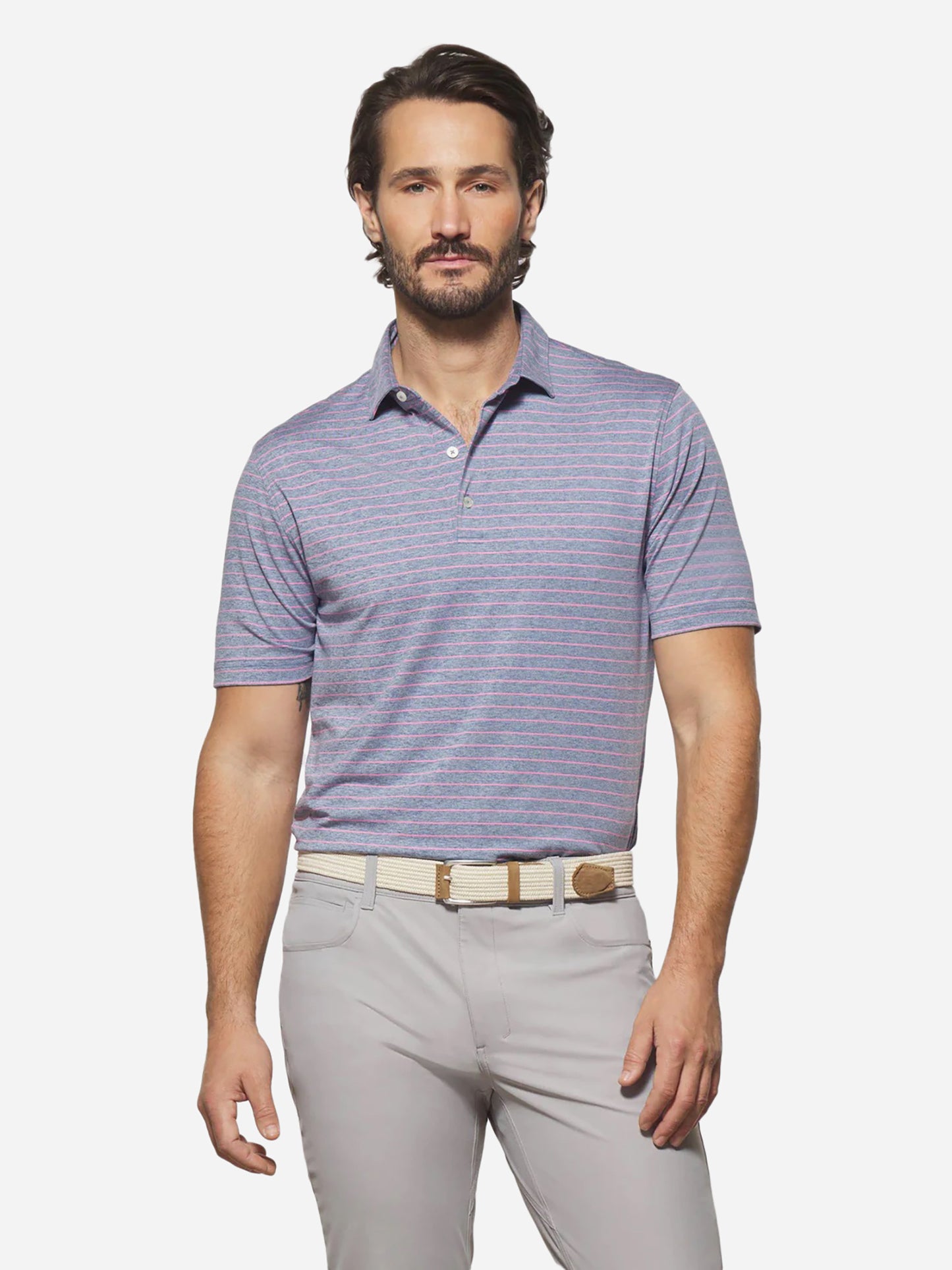 Johnnie-O Men's Newton Striped Prep-Formance Polo - Saint Bernard