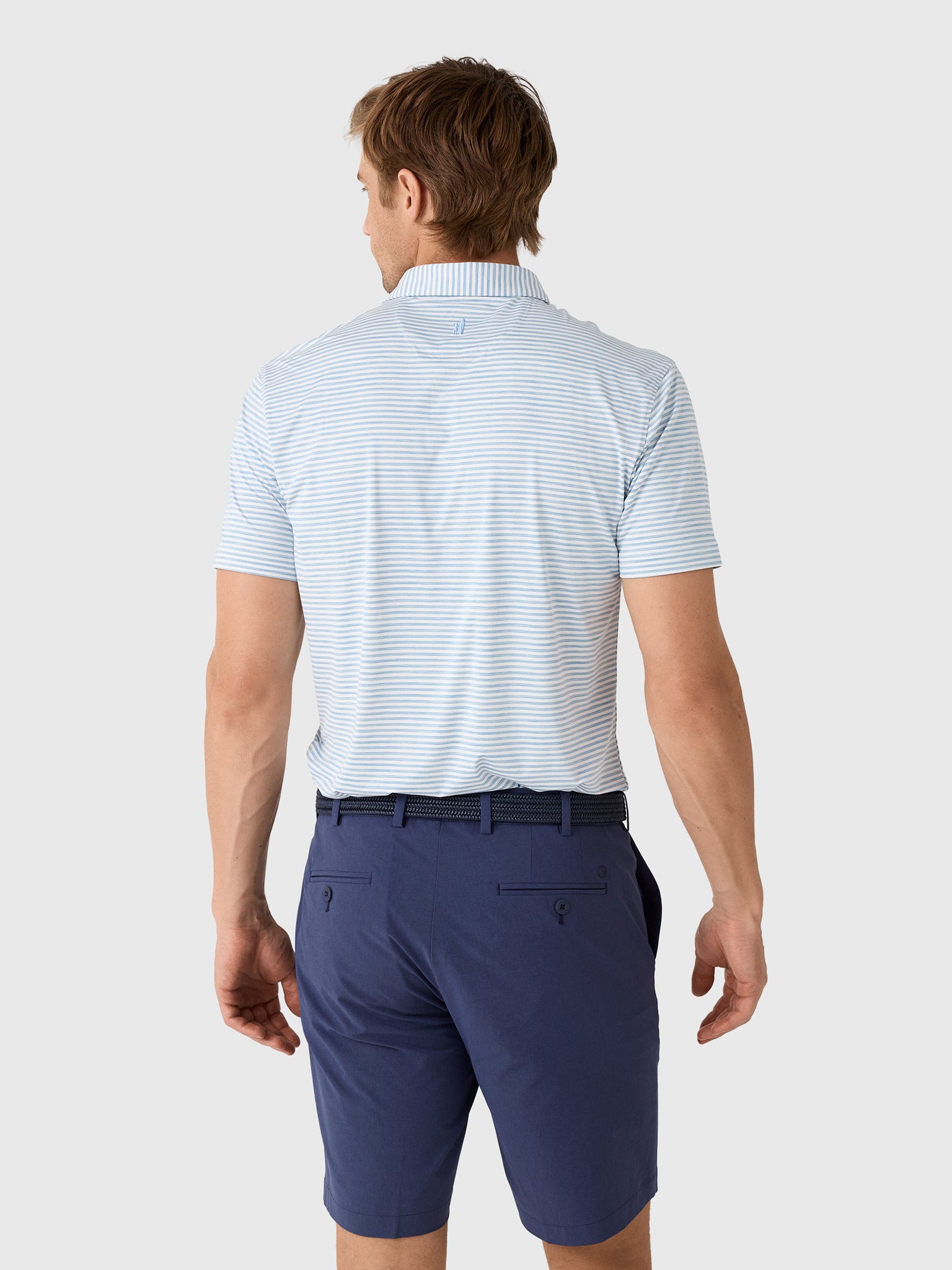 Johnnie-O Men's Seymour Stripe Performance Featherweight Polo - Saint Bernard