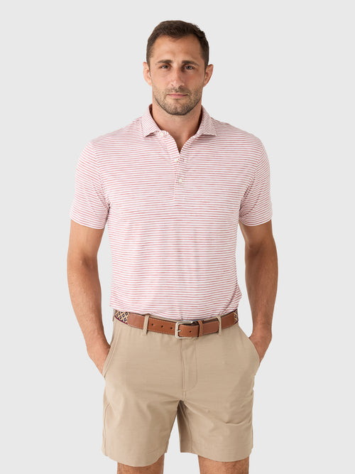 Johnnie-O Men's Seymour Stripe Performance Featherweight Polo - Saint Bernard