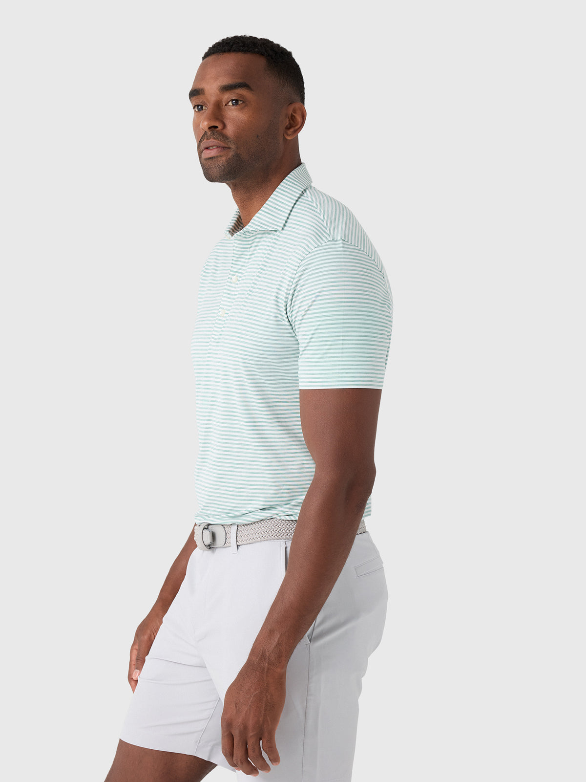 Johnnie-O Men's Seymour Stripe Performance Featherweight Polo - Saint Bernard