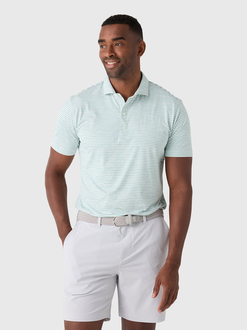 Johnnie-O Men's Seymour Stripe Performance Featherweight Polo - Saint Bernard
