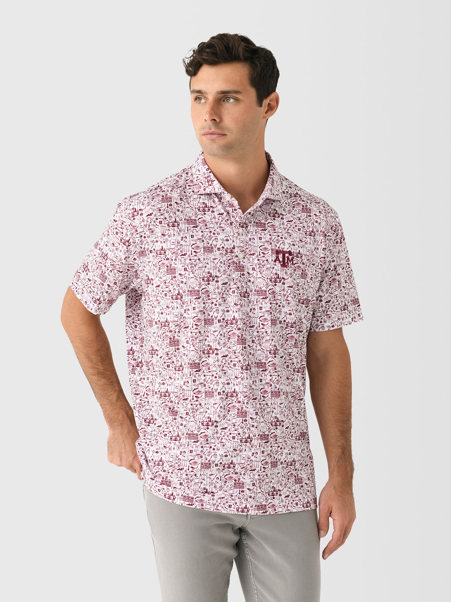 Johnnie-O Collegiate Men's Tailgater 2.0 Printed Jersey Performance Polo - Saint Bernard