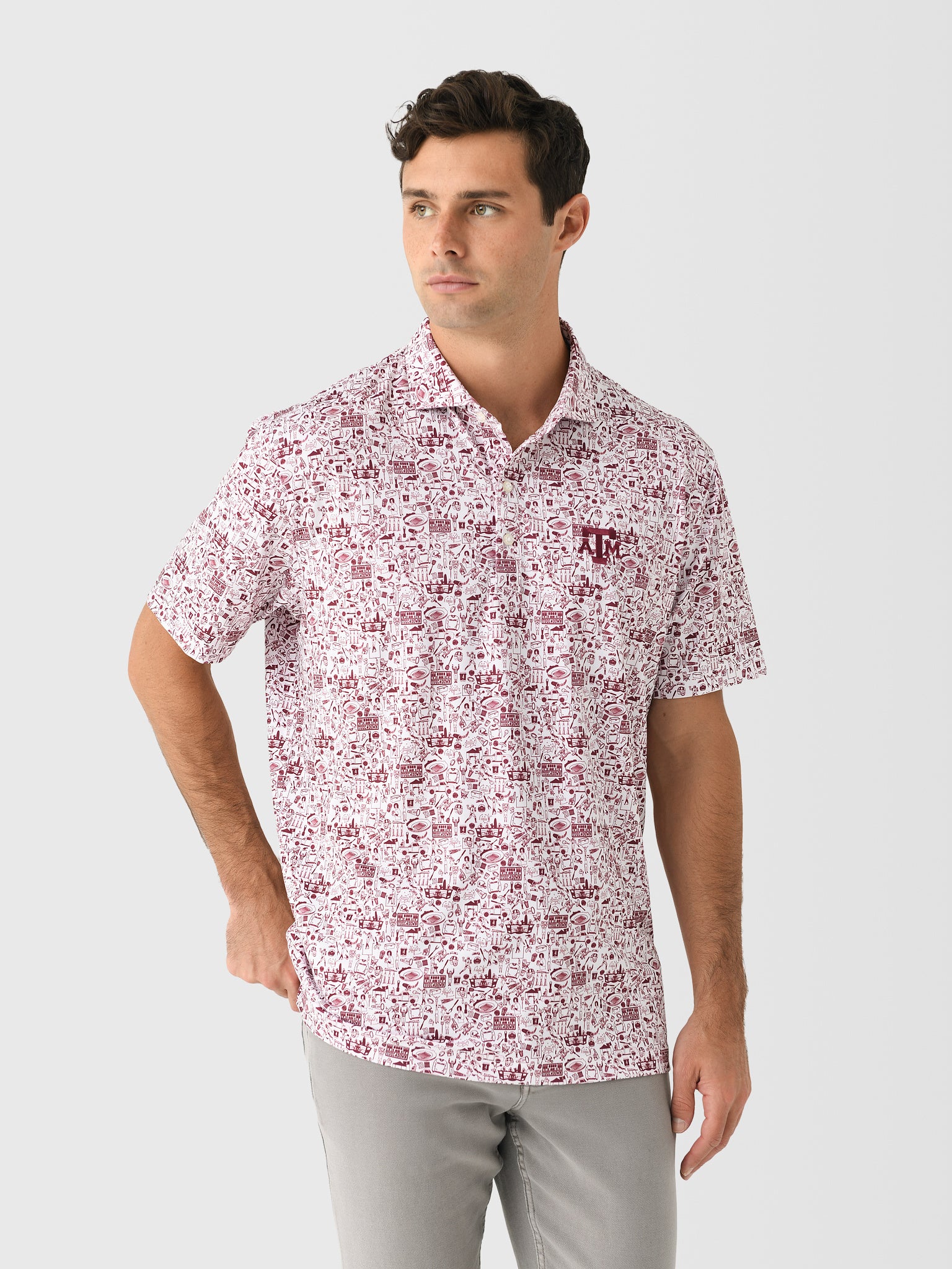 Johnnie-O Collegiate Men's Tailgater 2.0 Printed Jersey Performance Polo - Saint Bernard